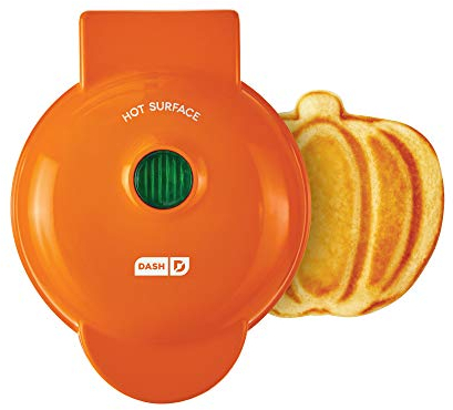 DASH DMWP001OR Mini machine à gaufres individuelles, hash browns, chaffles cétogènes avec surfaces faciles à nettoyer, anti-adhésives, 10,2 cm, citrouille orange