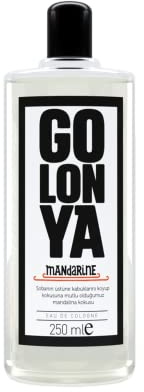 Golonya - MANDARIN - Botella de agua de colonia, Kolonya 250 ml - Refrescante - Intenso - Aroma Mandarina - Perfume unisex que dura mucho tiempo