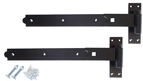 Gate Hinges Hook and Band 30 750mm Straight Black Heavy Duty - Sold in Pairs