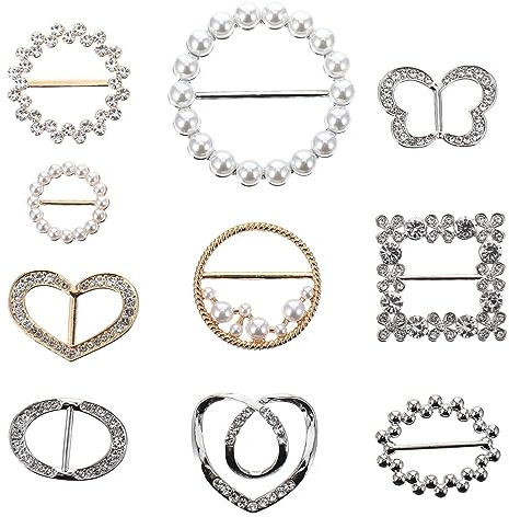 Amosfun 10 Stück Strass Schals Schnalle Metall Schal Clip Wrap Halter Klammer Verschluss für Kleidung Halstuch T-Shirt Schal