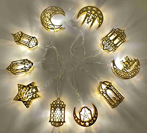 Ramadan - Stringa luminosa a forma di stella, per feste di Natale, decorazioni per camera da letto e giardino (non include batteria)