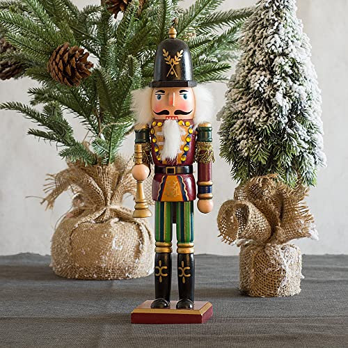 Natale vacanza in legno schiaccianoci figura soldato, 30 cm schiaccianoci ornamenti festivi decorazioni natalizie per scaffali e tavoli (Bugler)