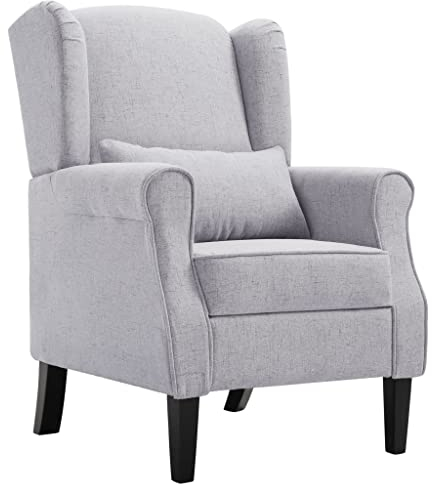 KOIECETA Sessel Relaxsessel Armsessel Polstersessel Loungesessel Ruhesessel Fernsehsessel Ohrensessel Sofastuhl Relaxstuhl Stuhl Esszimmer Stoff (Hellgrau)
