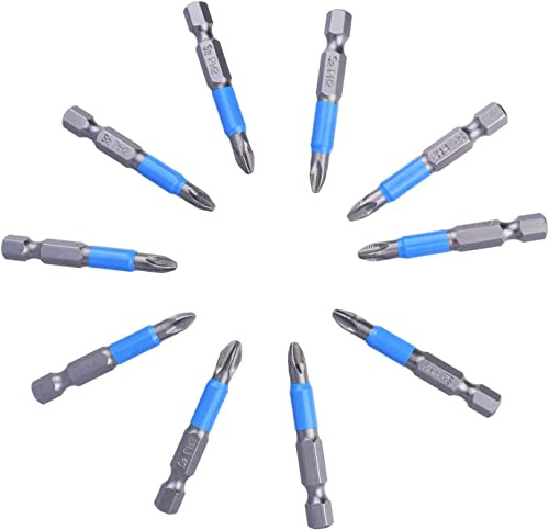 Bestgle 50 mm 6,35 mm Tige Hexagonale PH2 Lot de 10 Embouts de Tournevis à Tête Cruciforme Magnétiques, Jeu d'Embouts de Tournevis Antidérapants Bit Set à pour Tournevis Électriques à Main