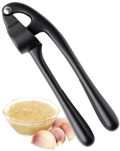 Easy to Use Garlic Press - Removes The Need to Peel, Great Go-to Kitchen Gadget for Crushing Garlic Cloves. Dishwasher Safe, Garlic Crusher Also Works with Ginger. Must Have Tool for Any Kitchen.