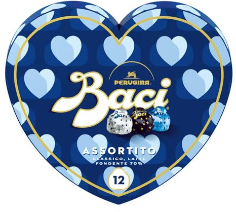 BACI PERUGINA Cioccolatini Assortiti ripieni al Gianduia, Scatola Maxi Cuore San Valentino 150g