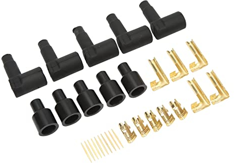 Tbest Avvio per Candela in Gomma, 30 Pezzi, Connettore per Bobina, Kit Terminale in Gomma Nera, Adatto per Fili 6-10mm