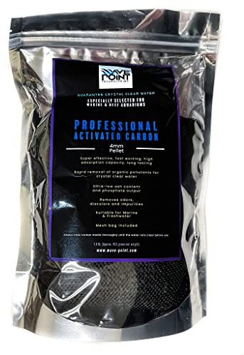 Wave Point Professional Grade 4mm Pellet Premium Virgin Activated Carbon Charcoal - 5 lbs (1 lb x 5 Bags) for Aquarium & Pond Water Treatment, Fish Tank & Invertebrates