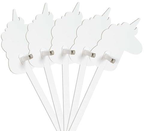 FOLDZILLA Steckenpferde aus Pappe 115 x 40 x 25 cm Hobbyhorse - Einhorn weiß zum Bemalen und Bekleben