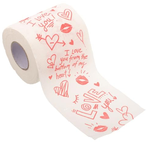 JECOMPRIS Toiletttoilettenpapier Tischservietten 1 Rolle Valentinstag-toilettenpapier Romantische Neuheit Liebesherz Bedrucktes Toilettenpapier Toilettenpapierrolle Lustiges Zum Jahrestag