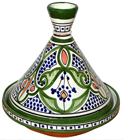Moroccan Handmade Serving Tagine Exquisite Ceramic With Vivid colors Original 8 inches Across