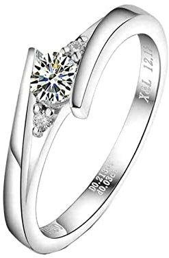 ANAZOZ Trauringe Platin 950, Solitär Ring Damen Verlobungsring mit Labor Diamant 0,2 Karat und Moissanite größe 57 (18.1)