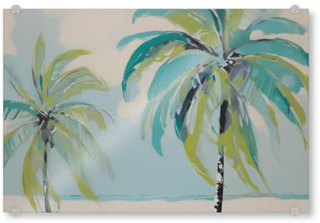 artboxONE Acrylglasbild 150x100 cm Natur Karibischer Palmen Strand Bild hinter Acrylglas - Bild Karibik Karibik Meer