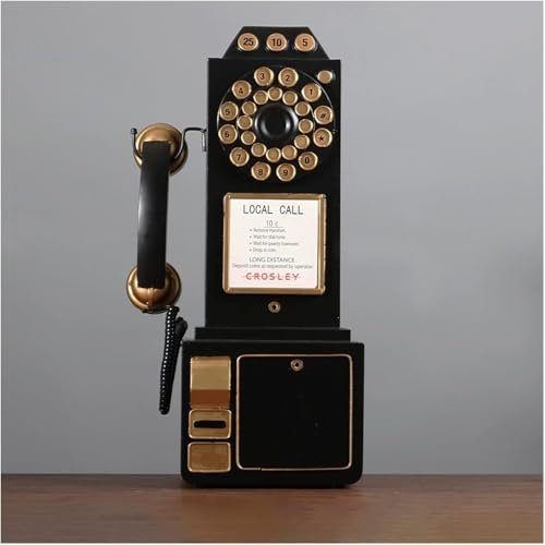 QXSJEDYCH Telefono Vintage Nero Montato a Parete Vecchio Telefono Fisso Rotante in Stile Europeo Creativo for Hotel Domestici - Ornamento for telefoni fissi retrò con Ricevitore Mobile Telefoni