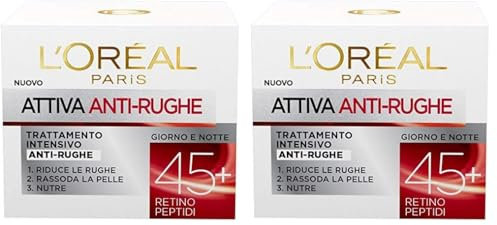L'Oréal Paris Crema Viso Donna Antirughe Intensiva Giorno, 50 ml, Confezione da 2