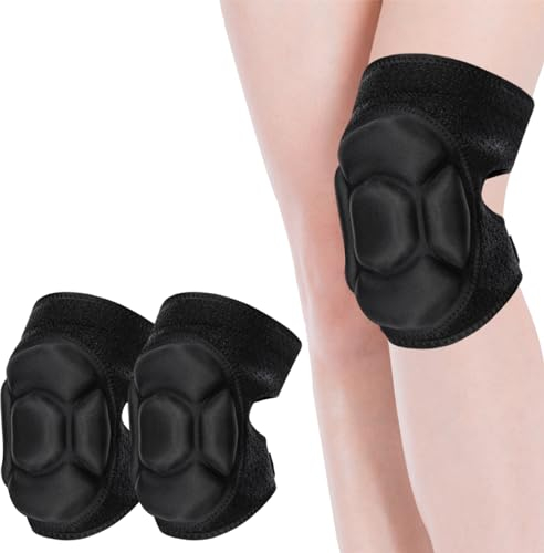 Monsully 25MM Knee Pads Work, Thick Knee Pad Gardening, Protective Dance Anti-Slip Volleyball Knee Pads for House Cleaning, Construction, Flooring, Garden (1 Pair, Black)