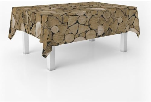 ECOMMERC3 Wachstuch, rechteckig, Größe 300 x 140 cm, Stil, Haltbarkeit und einfache Reinigung für Ihren Tisch – fleckenabweisende und wasserdichte Wachstuch-Tischdecke, Braun