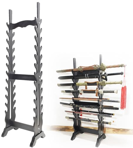 LSRFXF Schwerthalter Ausstellungsständer Vertikaler Ausstellungsständer, 16–24 Etagen Standdisplay Waffenregale Kampfsport, Schwertständer für Angelruten Katana Schwerter Flöten