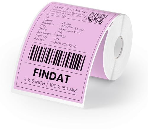 FINDAT Lila Versandetiketten 150x100 mm Thermoetiketten 250 Stück | Aufkleber, wasserdicht, farbig, selbstklebend, Vinyl. Versand, DHL, Pakete, Büro, Lager, Logistik