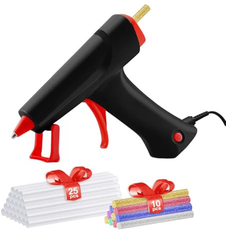 Feuerfest Heißklebepistole Klebepistole mit 35pcs Heißklebesticks(mit 10pcs Farbige),An/Aus,100W schnell Aufheizung Klebepistole für DIY Kunst,Handwerk und schnelle Reparaturen in Haus & Büro & Schule