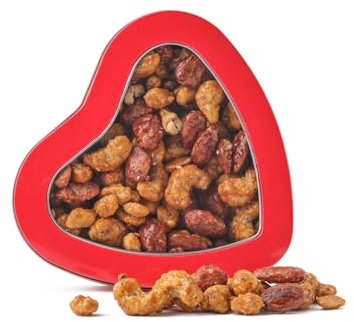 Walnut Tree Heart-Shaped Tin – Gourmet Caramelised Nuts Gift, Sweet Assorted Nuts – Hand Packed – Great Taste Award Winner – Luxury Gift Selection, Birthday, Anniversary, 220g