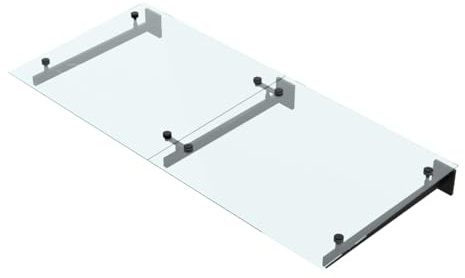 METALUSTIC Glasvordach 2400 X 1000 mm, doppelt, RAL 9005, 55,4 mm Glas, 30/60 mm Ausladung, Vordach, Türvordach, Haustürvordach, Farbloses Glas, Lackierte Balken: schwarz