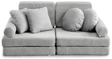 Gutekissen® Kindersofa Ausklappbar - Montessori Spiel- und Ruhesofa für das Kinderzimmer - Multifunktionales Sofa für Kinder (Hellgrau)