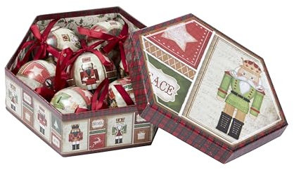 Smart Garden Vintage Christmas Baubles - Pack of 7 Luxury Nutcracker Designs - Assorted 4 Designs - 7.5cm - Gift Box with Ribbon - Tree & Hanging Decorations