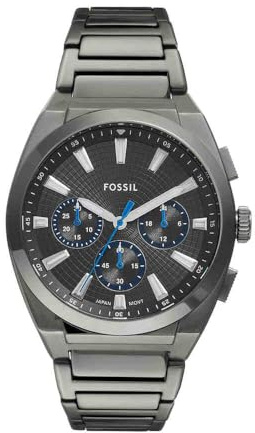 Fossil Everett Herrenuhr, Quarz-Chronographenwerk mit Edelstahl- oder Lederarmband