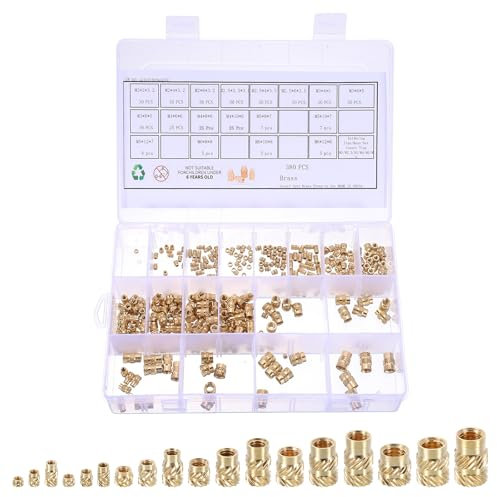 QUARKZMAN 380 Stück M2 M2,5 M3 M4 M5 M6 Gewindeeinsatz 3D Druck Einpressmutter Messing Gewindemutter Einschmelzgewinde Threaded Inserts für Kunststoffschale