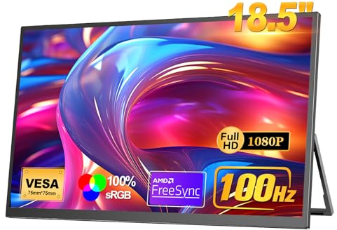 Missun Moniteur Mobile 18,5 Pouces [100% sRGB, 100Hz, FHD 1920 x 1080, HDR FreeSync, Compatible VESA, USB Type-C/Mini-HDMI] Applicable à Switch/PC/Xbox, Idéal pour Jeux &Télétravail