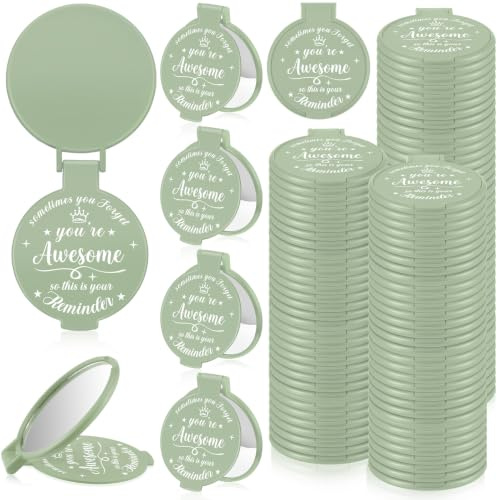 Gulfmew, 100 mini specchi compatti per donne adulte, verde salvia