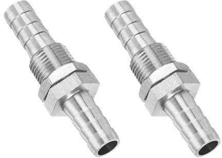sourcing map 2 Pcs Brass Hose Barb Fitting Straight Connector Coupler, 5/16 ID Brass Fitting Air Hose Fittings for Connecting Water Fuel Air, Oil Hoses Silver