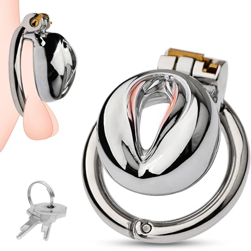 AMZII Chastity Cage Male Metall Peniskäfig,2.0 Fake Frau Cock Cage Penis Käfig mit Cockring,Fufu Clip Nachahmung Weiblich Keuschheitskäfig Herren Keuschheitsgürtel,Spielzeug Hart (Ø：50mm)