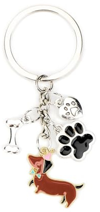 Gallkeat Schlüsselanhänger Hund Dackel, Cartoon Tier Schlüsselanhänger, Metall Rucksack Anhänger, Geschenk für Frauen