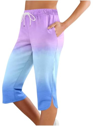 Legging 3/4 Femme Sport Push Up Taille Haute Large Legging Capri Yoga Gym Pantalon Court avec Poche Anti-Cellulite Minceur Contrôle du Ventre sans Couture Shorts Élastique Pilates