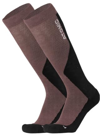 Atomic Performance Calcetines de esquí finos con acolchado, calcetines ligeros para hombre y mujer, calcetines hasta la rodilla con puntera sin costuras, calcetines de esquí de lana merino, poliéster