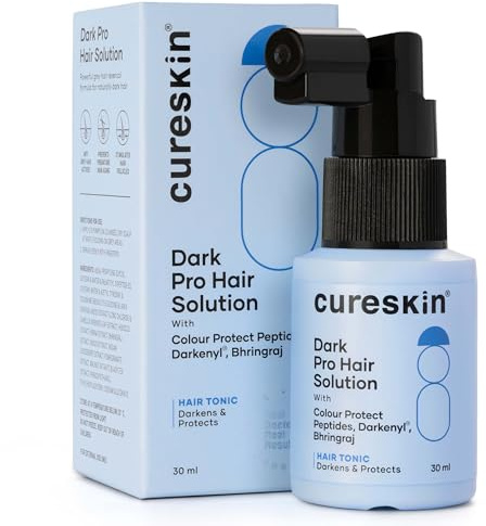 Cureskin Anti Grey Hair Serum | Gradually Reduces Gray Hair on Head & Beard Without Dye | Restores Natural Hair Colour in 4 months with Peptide-52, Acetyl Tyrosine & Larix Extract (15 Days Supply)