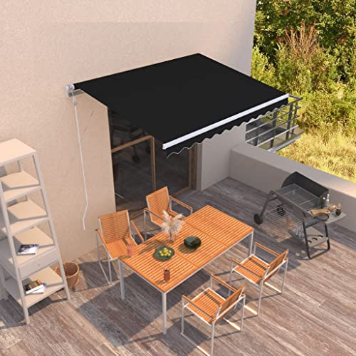 IKAYAA Tenda Retrattile elettrica Tenda da Sole 300x250 Retrattile Automatica con Manovella con Telecomando manovella Manuale e Telaio in alluminio-Antracite-300 x 250 cm