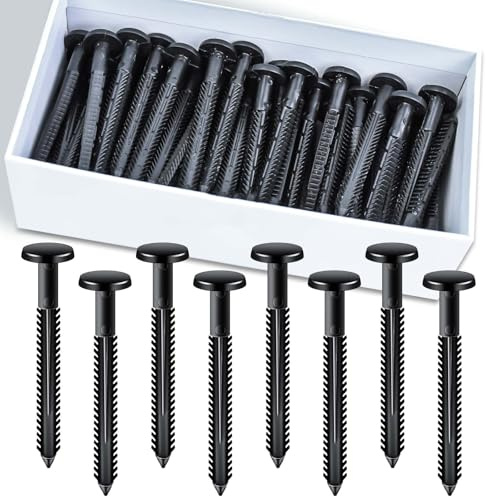 60Pcs 3 Inch Vinyl Shutter Fasteners, Black Window Shutter Panel Pegs Shutter Screws Lok Pins Plastic Shutter Spike Anchors for Installing Decorative Exterior Wood Aluminum Vinyl Shutter