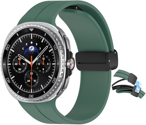 KeHowy Silikonband för Samsung Galaxy Watch 8 40 mm/44 mm, justerbart sportband, mjukt silikonband, magnetisk klocka, ersättning, för Samsung Galaxy Watch 8 Classic, 46 mm, 2025, grön