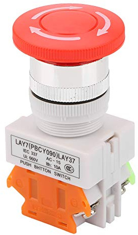 Interruttore A Pulsante A Scatto 220v, Pulsante di Arresto Interruttore di Arresto di Emergenza con Montaggio 5a 22mm Lay37-11zs