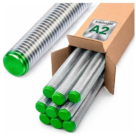 Lun Fix Tige filetée M12 1 mètre en Acier Inoxydable A2 V2A 10pcs | DIN 976, Filetage Complet Découpable, pour Construction Métallique, Construction en Bois, Montage Extérieur