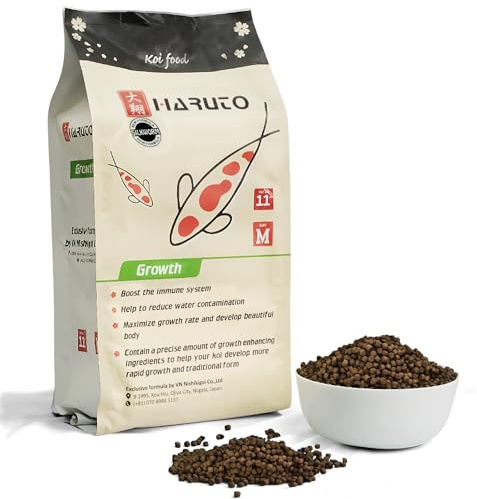 HARUTO Koi Food Growth Silk Worm 11lb – High Protein Floating Pellets for Fast Growth, Strong Body & Bones, Immune Support, Clear Water Formula for Koi Fish Pond