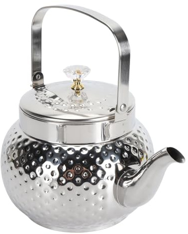 Aolidsive Tetera de Acero Inoxidable con Filtro Extraíble, Tetera de Metal para Elaboración de Cerveza en la Estufa, Olla para Servir de Gran Capacidad de 1,5 L para Hotel en Casa (Punteado 2L)