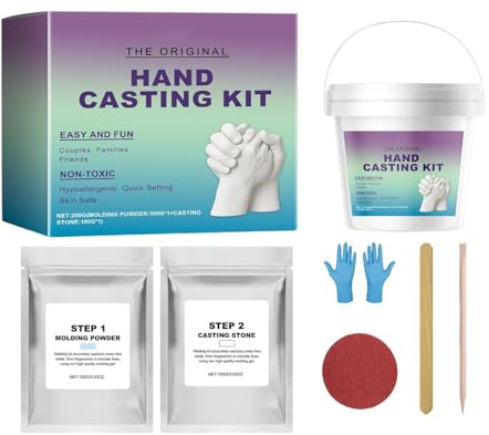 Kit de Molde para Manos en Escayola para Parejas | Set de Escayola para Recuerdo Artesanal - Molde para Manos,Regalo para Familia, Amigos, Novio, Novia, San Valentín, Madres, Navidad, Boda