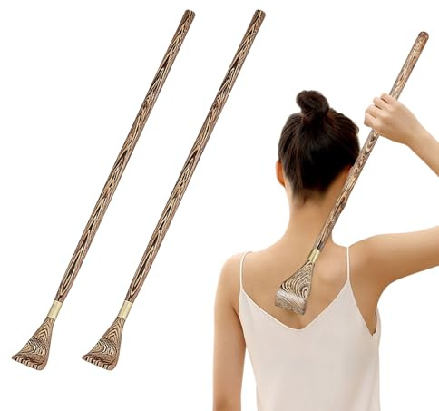 2 Stück Rückenkratzer Holz, 42cm Kratzhand Rückenkratzer, Design mit langem Griff, Lindert Juckreiz Wirksam, Rückenmassagegerät, Geeignet für Zuhause, Büro und Reisen