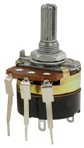 sourcing map 500K ohm Potentiomètre conique linéaire à trois bornes à arbre fendu moleté de 6mm B500K
