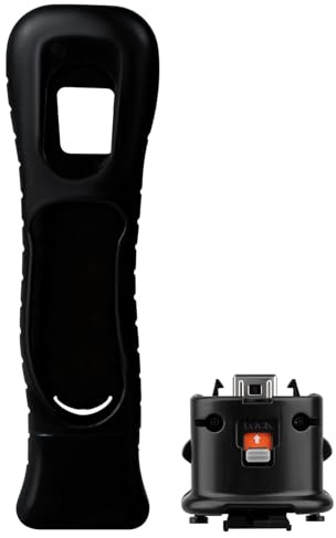 OSTENT Motionplus Motion Plus & Silicone Case Compatible for Nintendo Wii Remote Controller Game Color Black