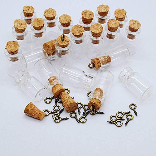 Healthcom 50 Stück 0,5 ml kleine Ampullen, klare Glasflaschen, Miniatur-Glasflaschen mit Korken, Geschenk, Partyzubehör